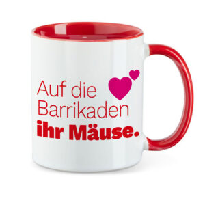 Auf die Barrikaden Ihr Mäuse - Tasse 11 oz - weiss-rot